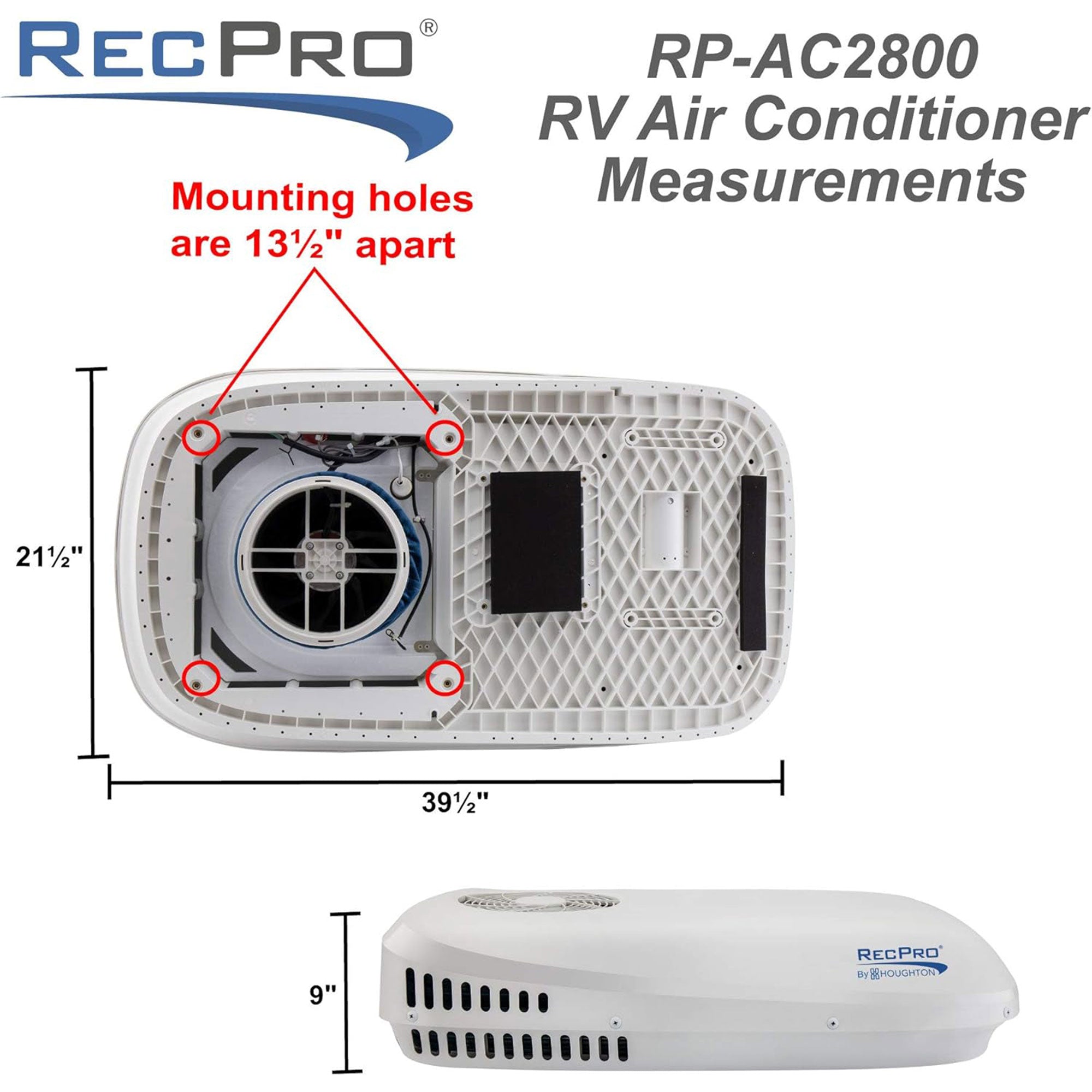 RecPro RV Air Conditioner 9.5K BTU Cooling Unit w/Remote Control,Black(Open Box) - VMInnovations