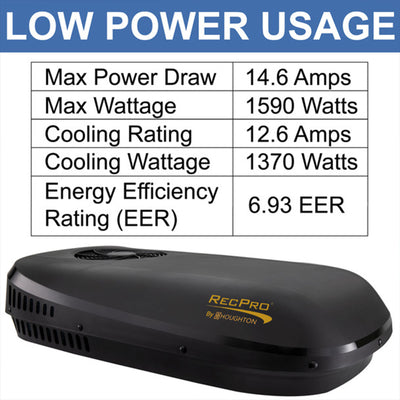 RecPro RV Air Conditioner 9.5K BTU Quiet Cooling Unit with Remote Control, Black - VMInnovations