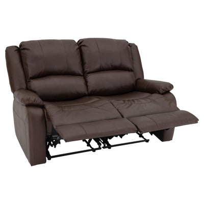 RecPro Charles 58 Inch Recliner Sofa RV Faux Leather Lounge Furniture, Mahogany - VMInnovations