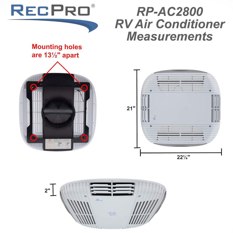 RecPro RV Air Conditioner 9.5K BTU Quiet Cooling Unit with Remote Control, White