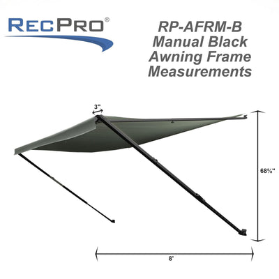 RecPro RV 21 Ft Awning Frame with Durable Fabric Outdoor Camper Cover, Charcoal