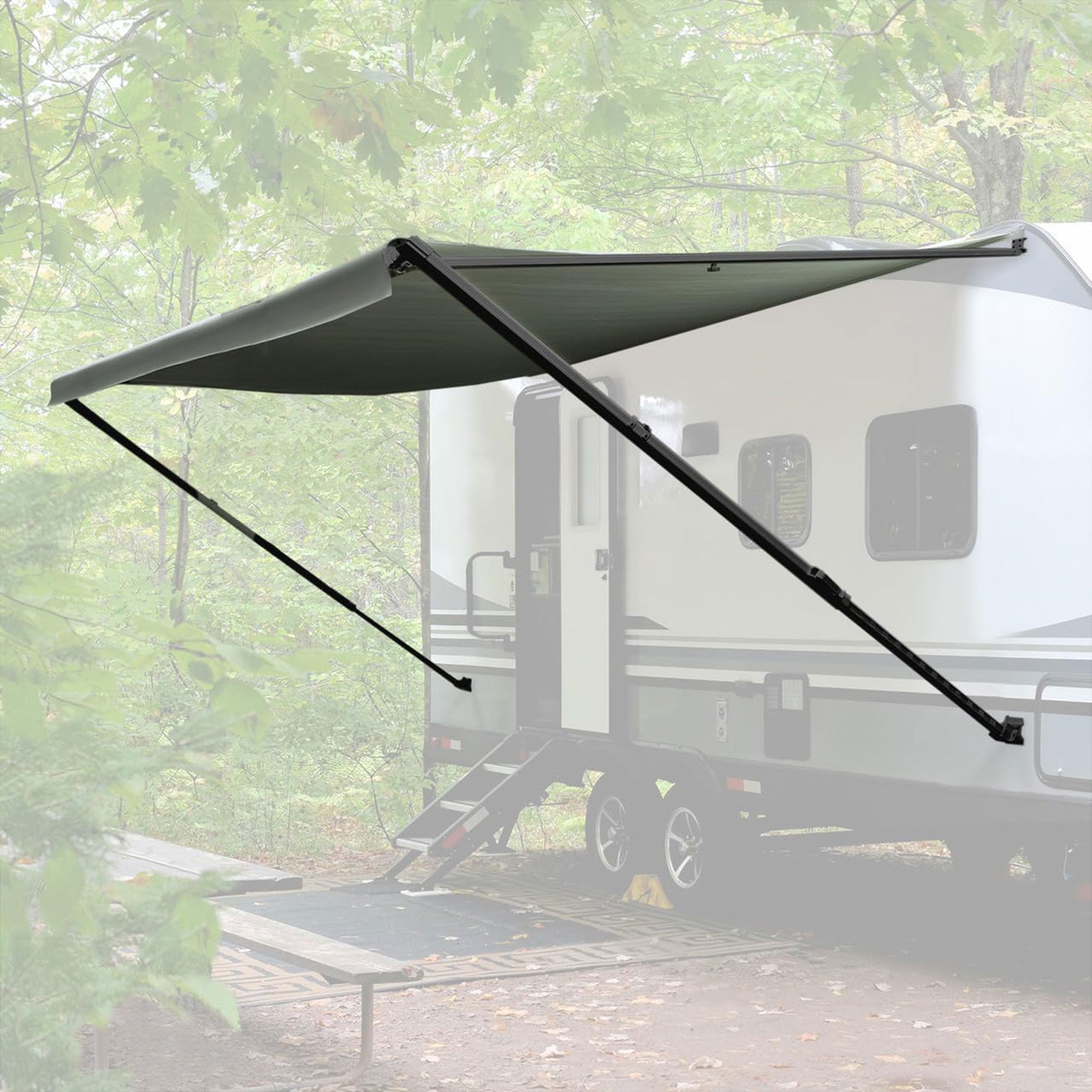 RecPro RV 21 Ft Awning Frame with Durable Fabric Outdoor Camper Cover, Charcoal