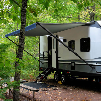 RecPro RV 21 Ft Awning Frame with Durable Fabric Outdoor Camper Cover, Charcoal