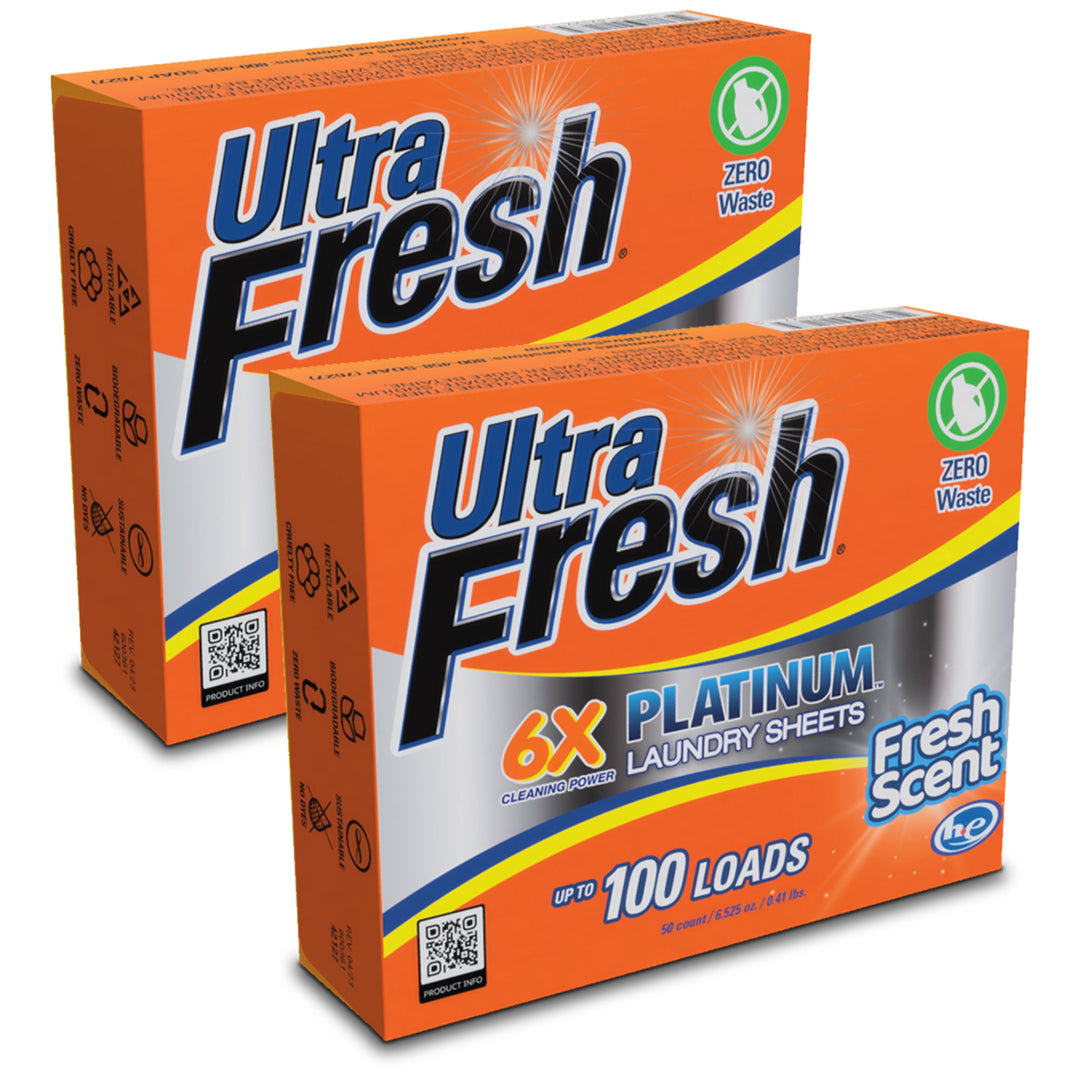 Ultra Fresh Platinum 6X Laundry Detergent Sheets with Fresh Scent, Set of 2