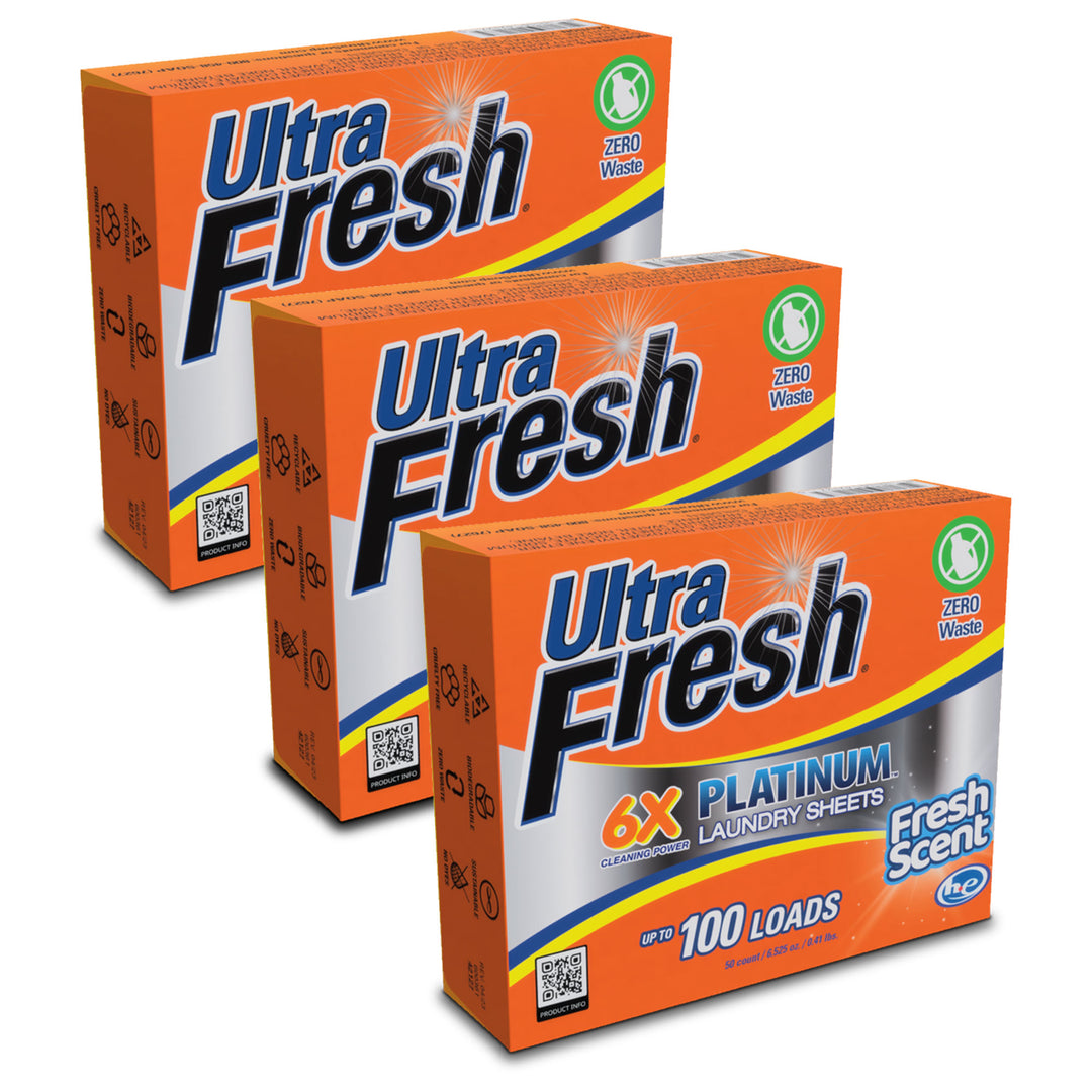 Ultra Fresh Platinum 6X Laundry Detergent Sheets with Fresh Scent, Set of 3