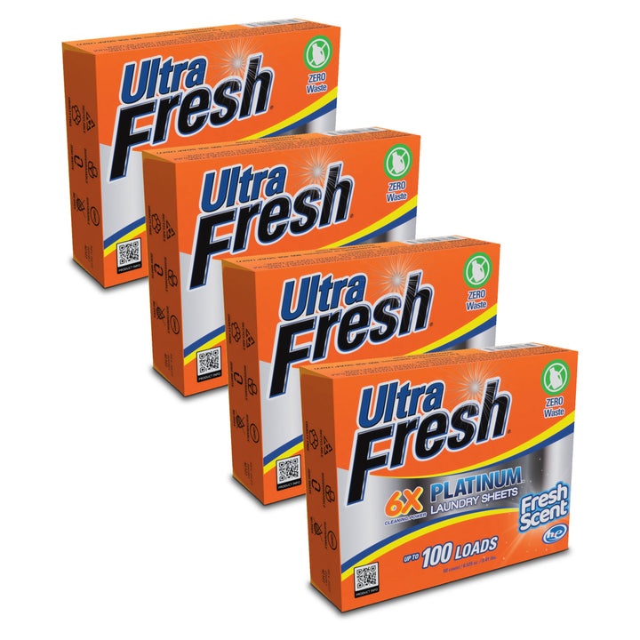 Ultra Fresh Platinum 6X Laundry Detergent Sheets with Fresh Scent, Set of 4