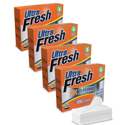 Ultra Fresh Platinum 6X Laundry Detergent Sheets with Fresh Scent, Set of 4 - VMInnovations