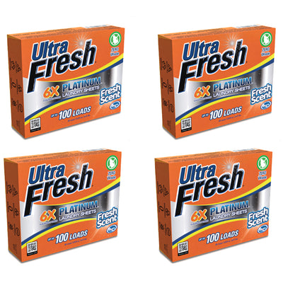 Ultra Fresh Platinum 6X Laundry Detergent Sheets with Fresh Scent, Set of 4