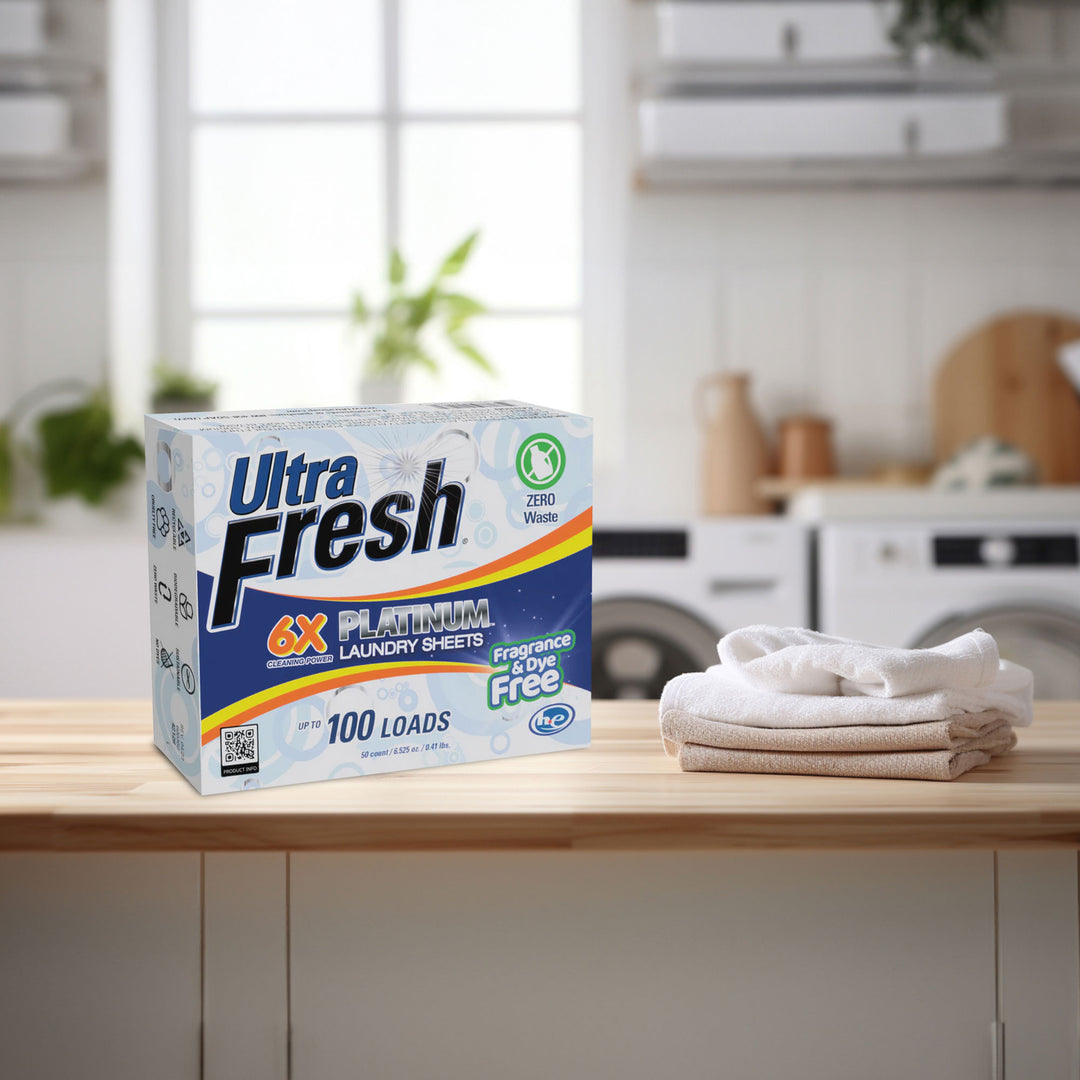 Ultra Fresh Platinum 6X Laundry Detergent Sheets, Fragrance & Dye Free, 2 Pack