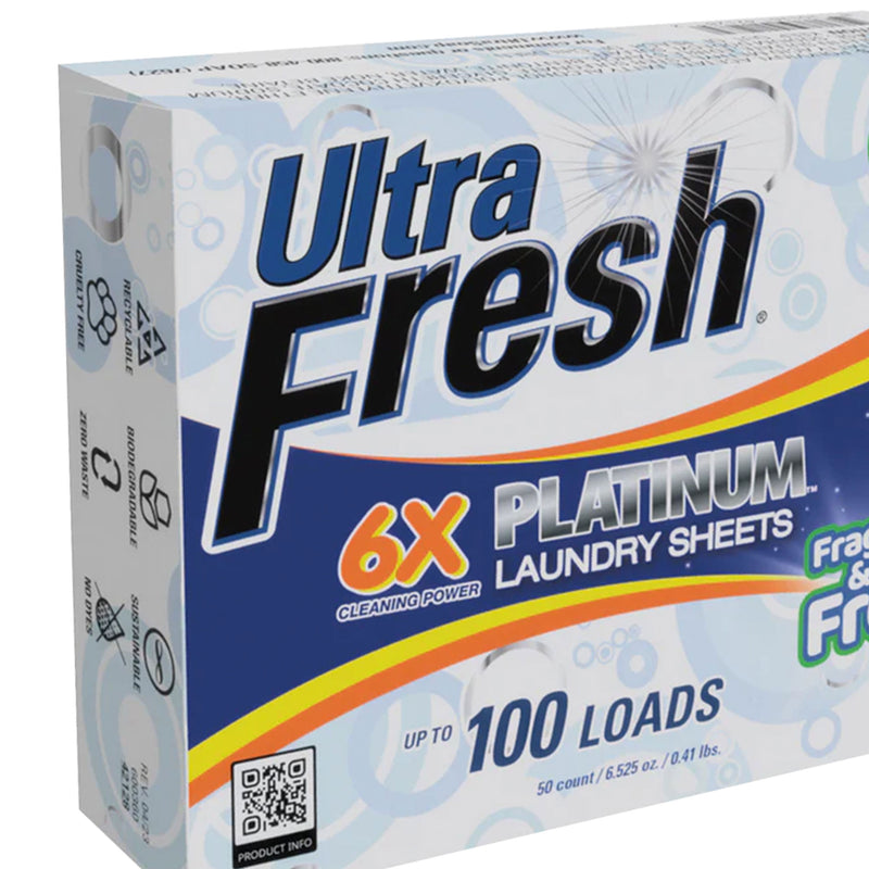 Ultra Fresh Platinum 6X Laundry Detergent Fragrance Sheets with Dye Free, 2 Pack