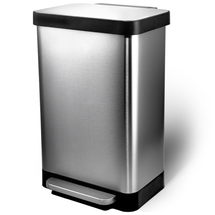 Hefty Stainless Steel Step Trash Cans w/Lids, 12.7 Gal & 1.3 Gal Bin (Open Box)