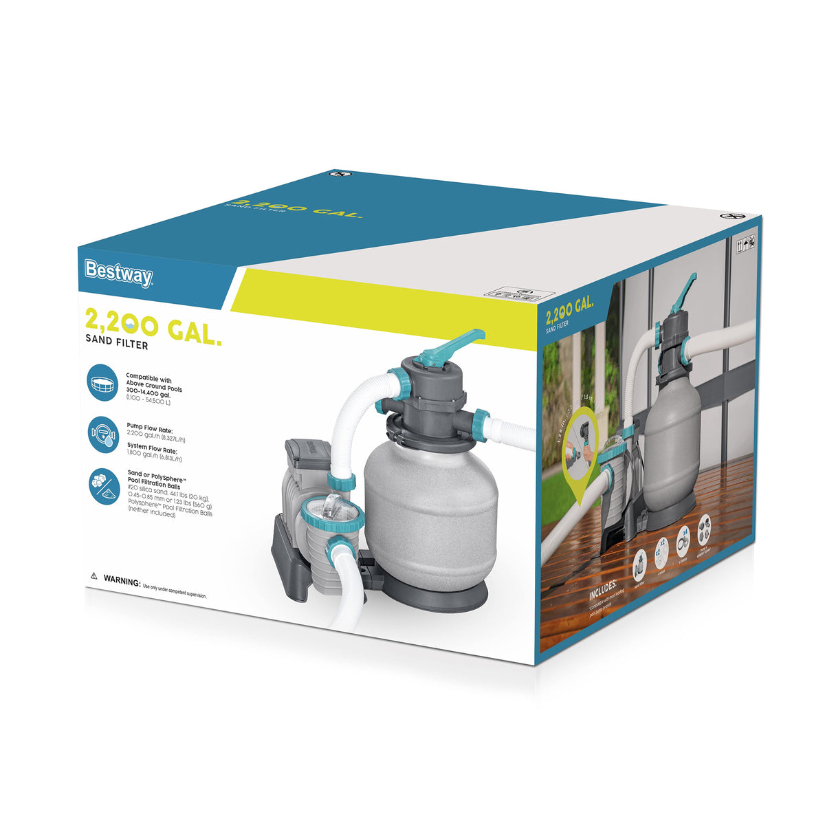 Bestway 2,200 Gallon Sand Filter Pump for Above Ground Swimming Pools (Open Box)
