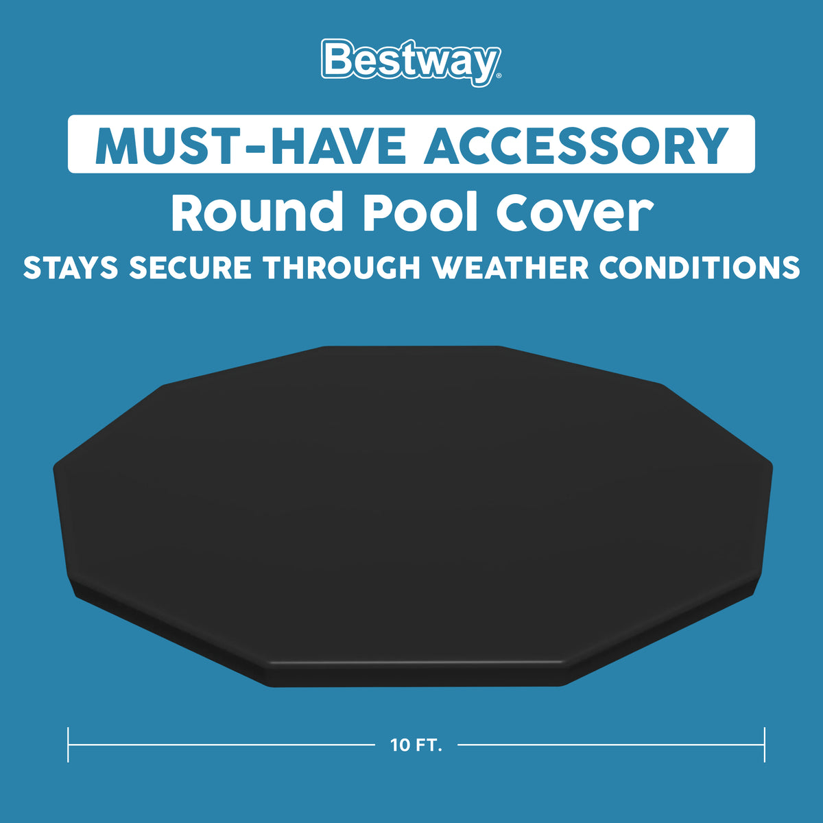 Bestway Round 10' Pool Cover for Above Ground Frame Pools (Cover Only)(Open Box)