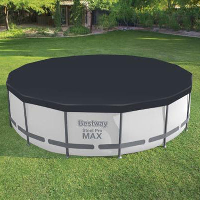 Bestway Round Pool Cover for 15 Foot Above Ground Pools, Black (Open Box)