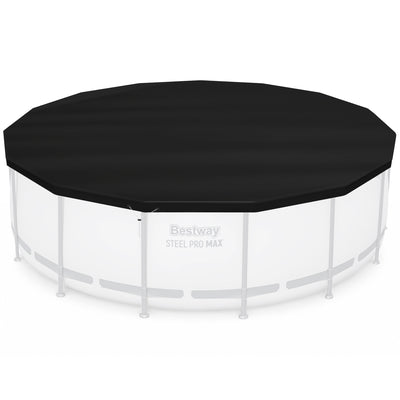 Bestway Round Pool Cover for 15 Foot Above Ground Pools, Black (Cover Only)