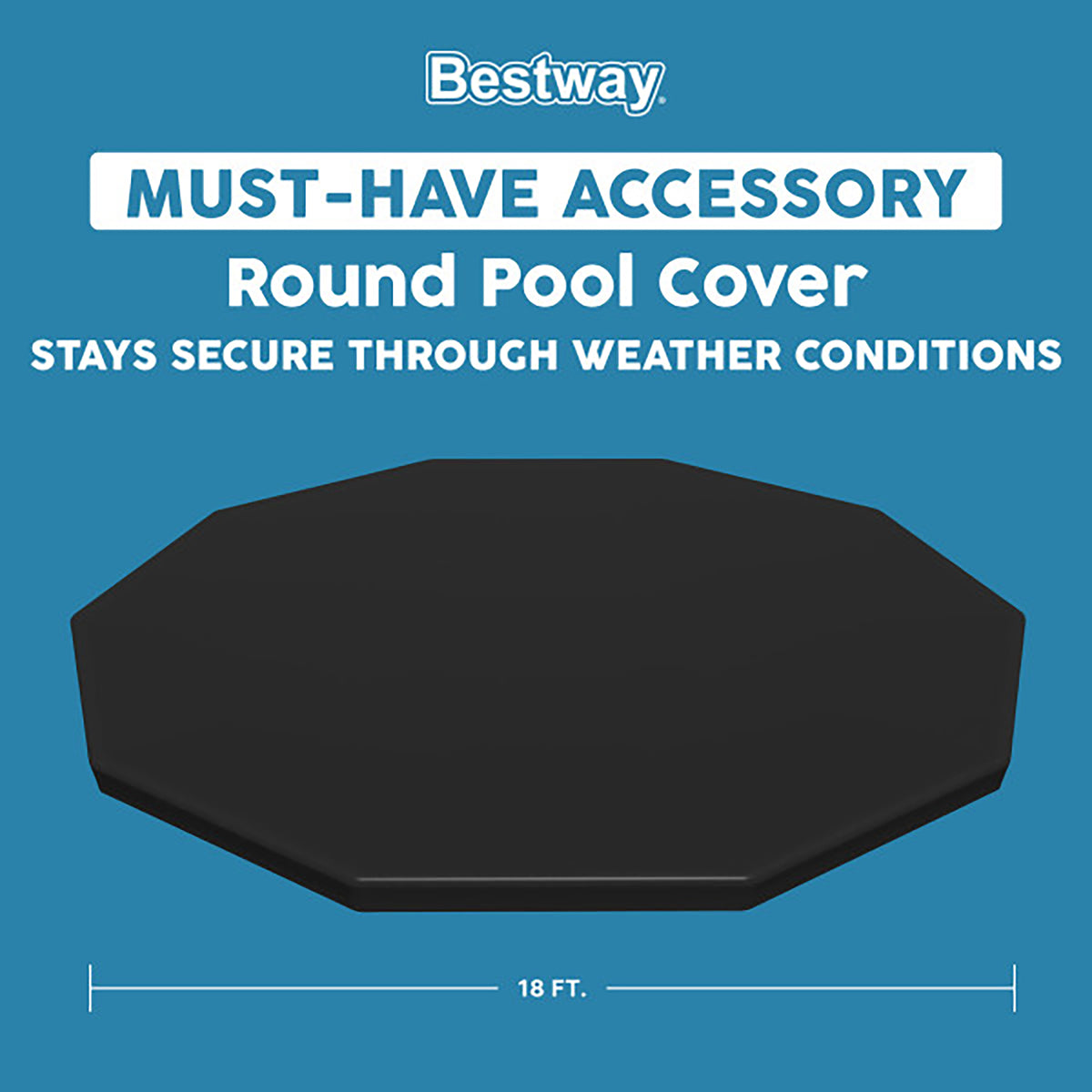Bestway Round Pool Cover for 18' Round Frame & 16' Steel Wall Above Ground Pools