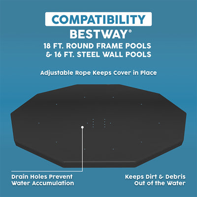 Bestway Round Pool Cover for 18' Round Frame & 16' Steel Wall Above Ground Pools