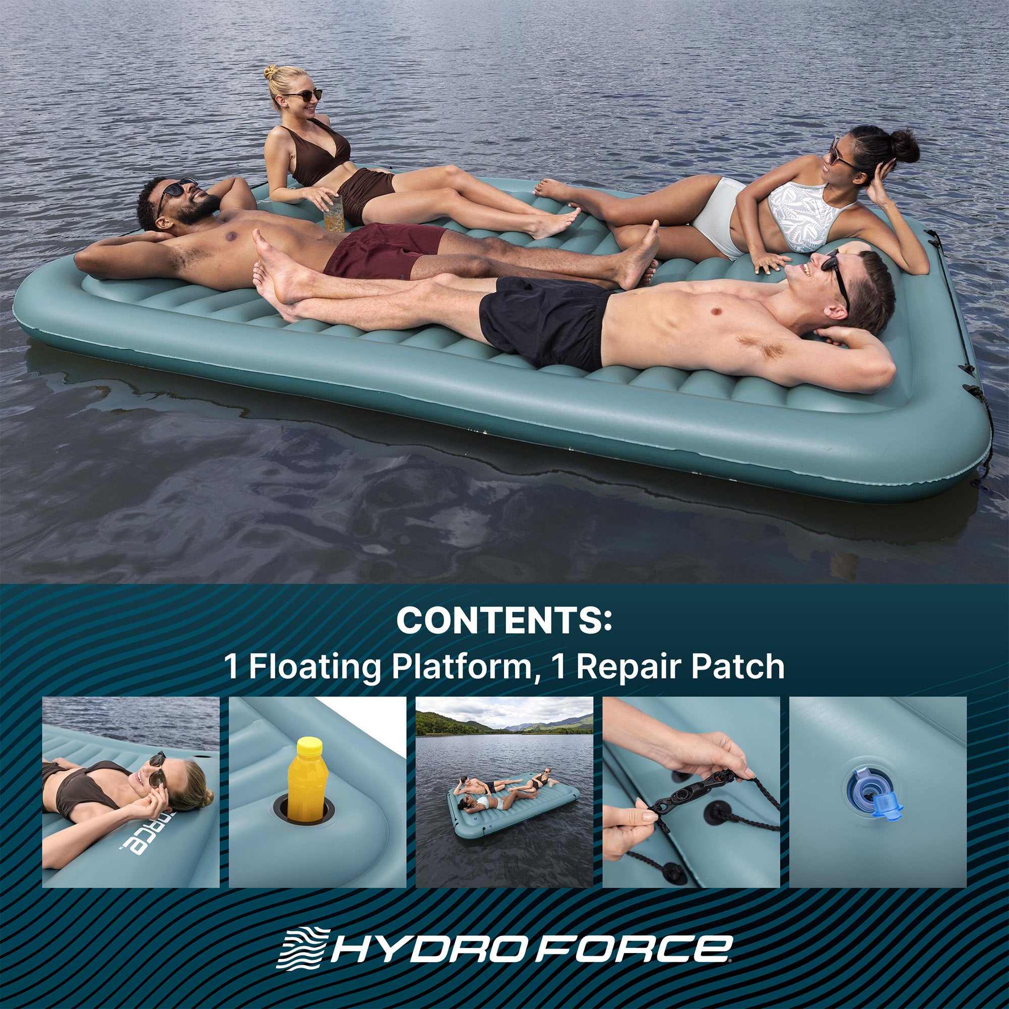 Bestway Hydro-Force Sun Soaker Inflatable 4 Person Water Float Platform (Used) - VMInnovations