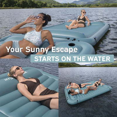 Bestway Hydro-Force Sun Soaker Inflatable 4 Person Water Float Platform Lounger - VMInnovations