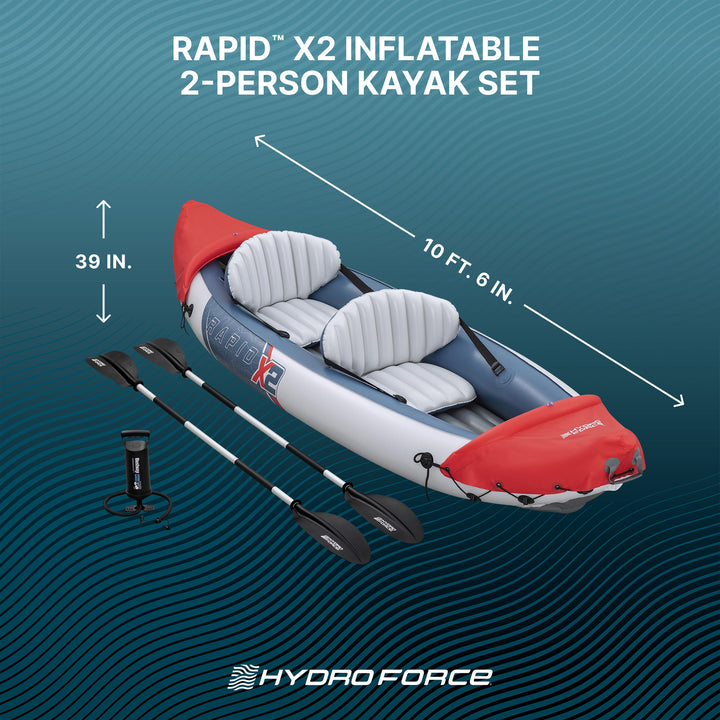 Bestway Hydro-Force Rapid X2 Inflatable 2 Person Kayak Outdoor Water Sport Set