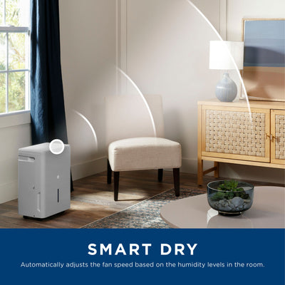 GE Portable 50 Pt Dehumidifier w/Smart Dry for Wet Spaces, Gray(Open Box) - VMInnovations