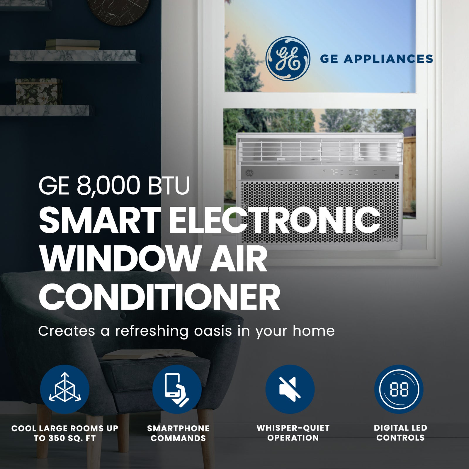 GE 8000BTU Window Air Conditioner Covers up to 350 Sq Ft (Certified Refurbished) - VMInnovations