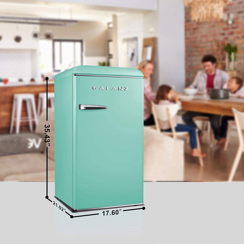 Galanz Retro Energy Efficient Compact Refrigerator w/Freezer, 3.3 Cu Ft, Green (Used)