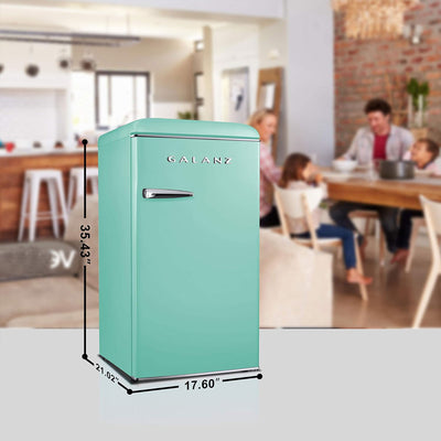 Galanz Retro Energy Efficient Compact Refrigerator w/Freezer, 3.3 Cu Ft, Green