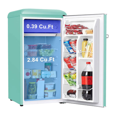Galanz Retro Energy Efficient Compact Refrigerator w/Freezer, 3.3 Cu Ft, Green (Used) - VMInnovations