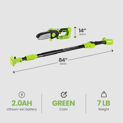 Earthwise Power Tools 16 inch Cordless Mini Pole Chainsaw with Battery Included