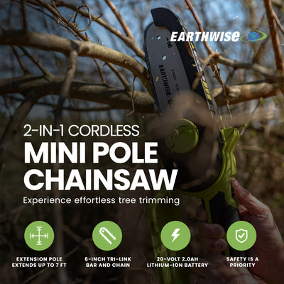 Earthwise Power Tools 16 inch Mini Pole Chainsaw with Battery Included(Open Box) - VMInnovations