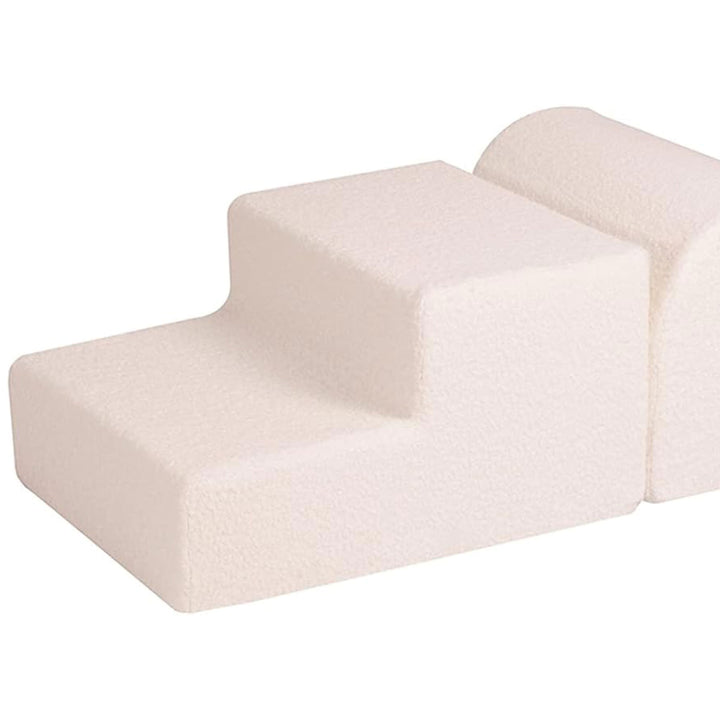 MeowBaby 3 Elements Foam Climbing Blocks with Velvet Cover, White (Open Box)