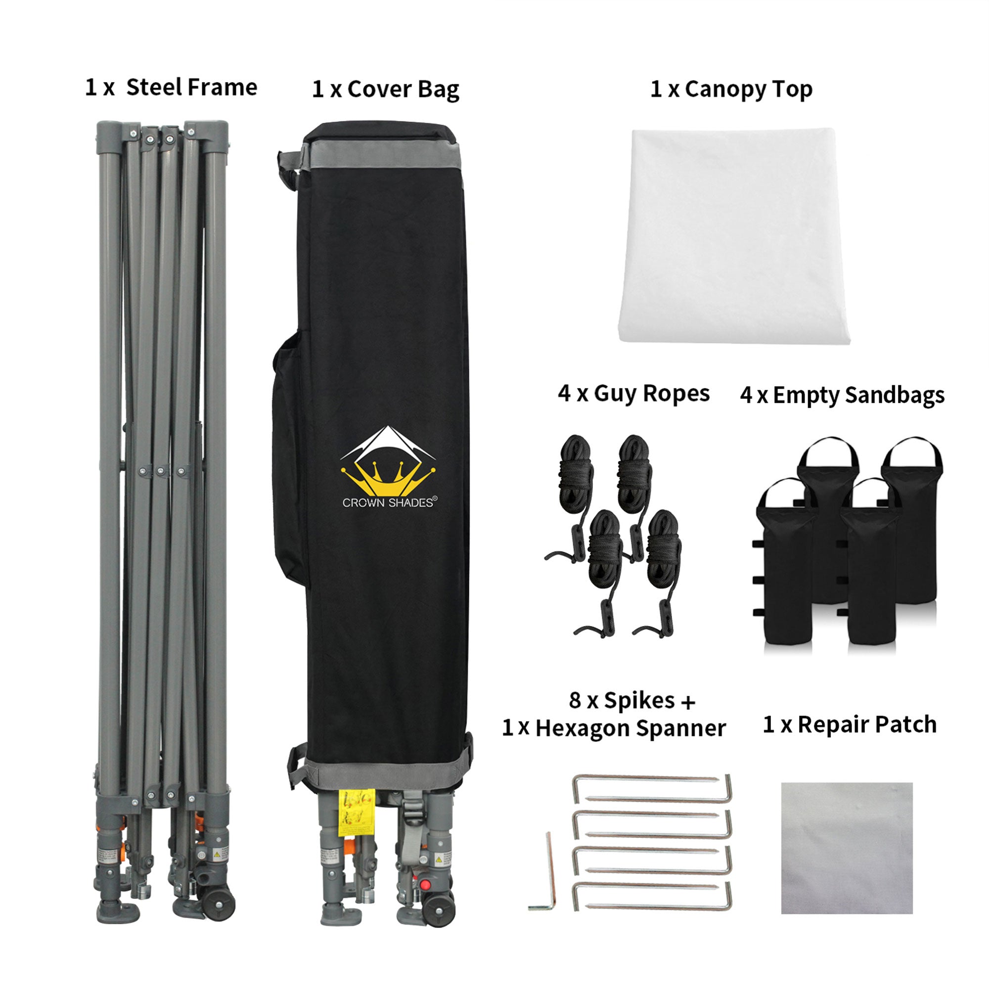 Crown Shades 10’ x 10’ Portable Canopy Tent with Extendable Legs, White (Used) - VMInnovations