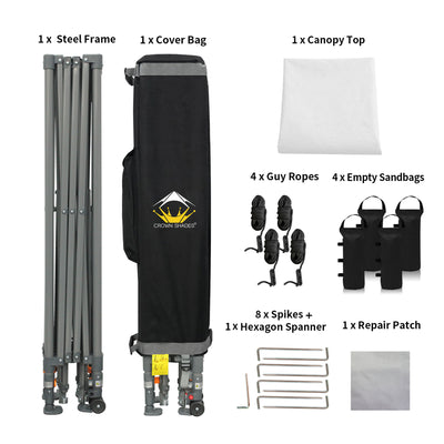 Crown Shades 10’ x 10’ Portable Canopy Tent with Extendable Legs, White (Used) - VMInnovations