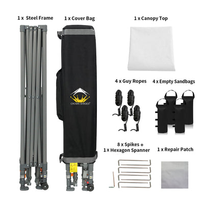 Crown Shades 10’ x 10’ Portable Canopy Tent with Extendable Legs, White (Used)
