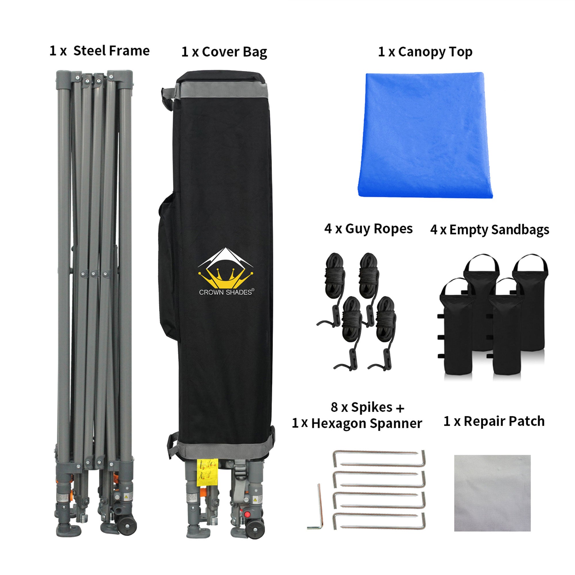 Crown Shades 10’x10’ Portable Instant Canopy Tent w/Extendable Legs, Blue (Used) - VMInnovations