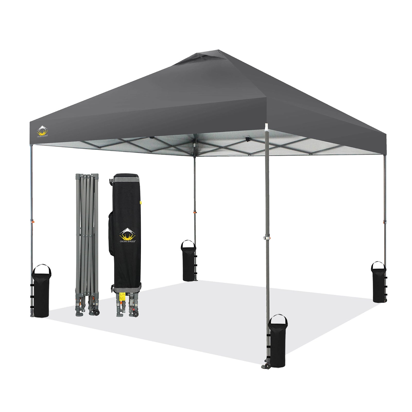 Crown Shades 10’x10’ Portable Instant Canopy Tent w/Extendable Legs, Grey (Used) - VMInnovations