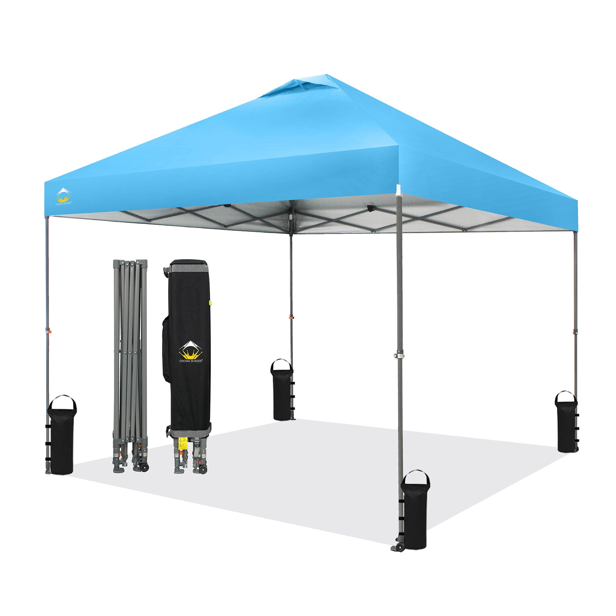 Crown Shades 10’ x 10’ Portable Instant Canopy Tent w/Extendable Legs, Sky(Used) - VMInnovations