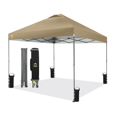 Crown Shades 10’x10’ Portable Instant Canopy Tent w/Extendable Legs, Khaki(Used) - VMInnovations