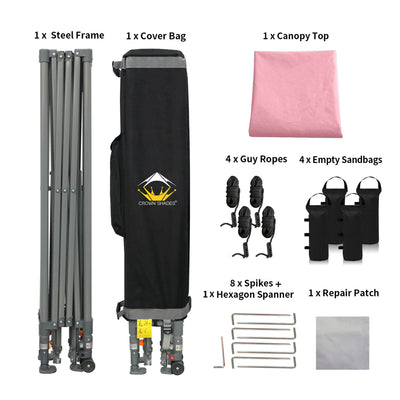 Crown Shades 10’ x 10’ Portable Instant Canopy with Extendable Legs, Pink (Used) - VMInnovations