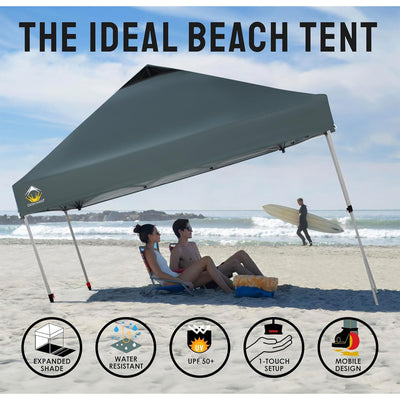 Crown Shades 10x10ft Pop Up Canopy Tent, Single Button Setup, Grid Grey (Used) - VMInnovations