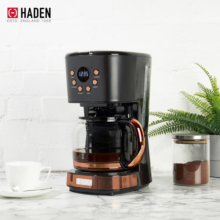 Haden Dorset 1.7L Electric Water Kettle & 12 Cup Coffee Maker, Black & Copper