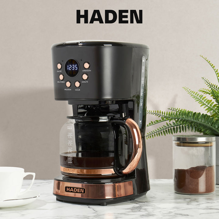 Haden Dorset 1.7L Electric Water Kettle & 12 Cup Coffee Maker, Black & Copper