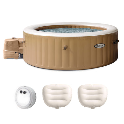 Intex PureSpa 6 Person Inflatable Spa, Multicolor Light, and Headrest (2 Pack) - VMInnovations