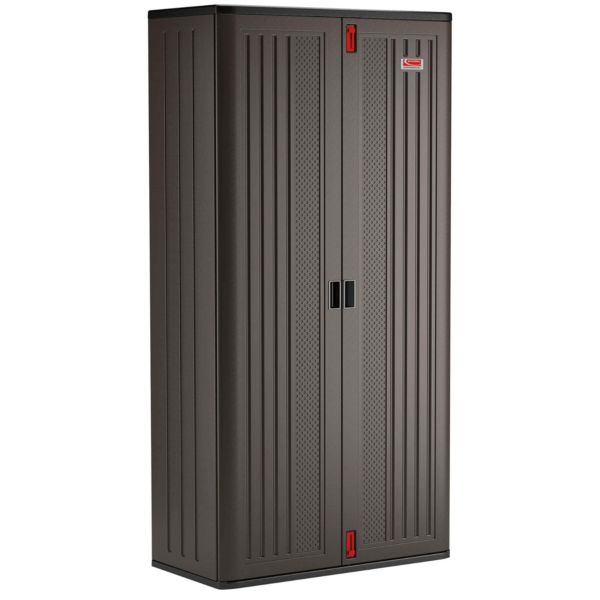 Suncast Commercial 4 Shelf Mega Tall Lockable Utility Storage Cabinet, Gray