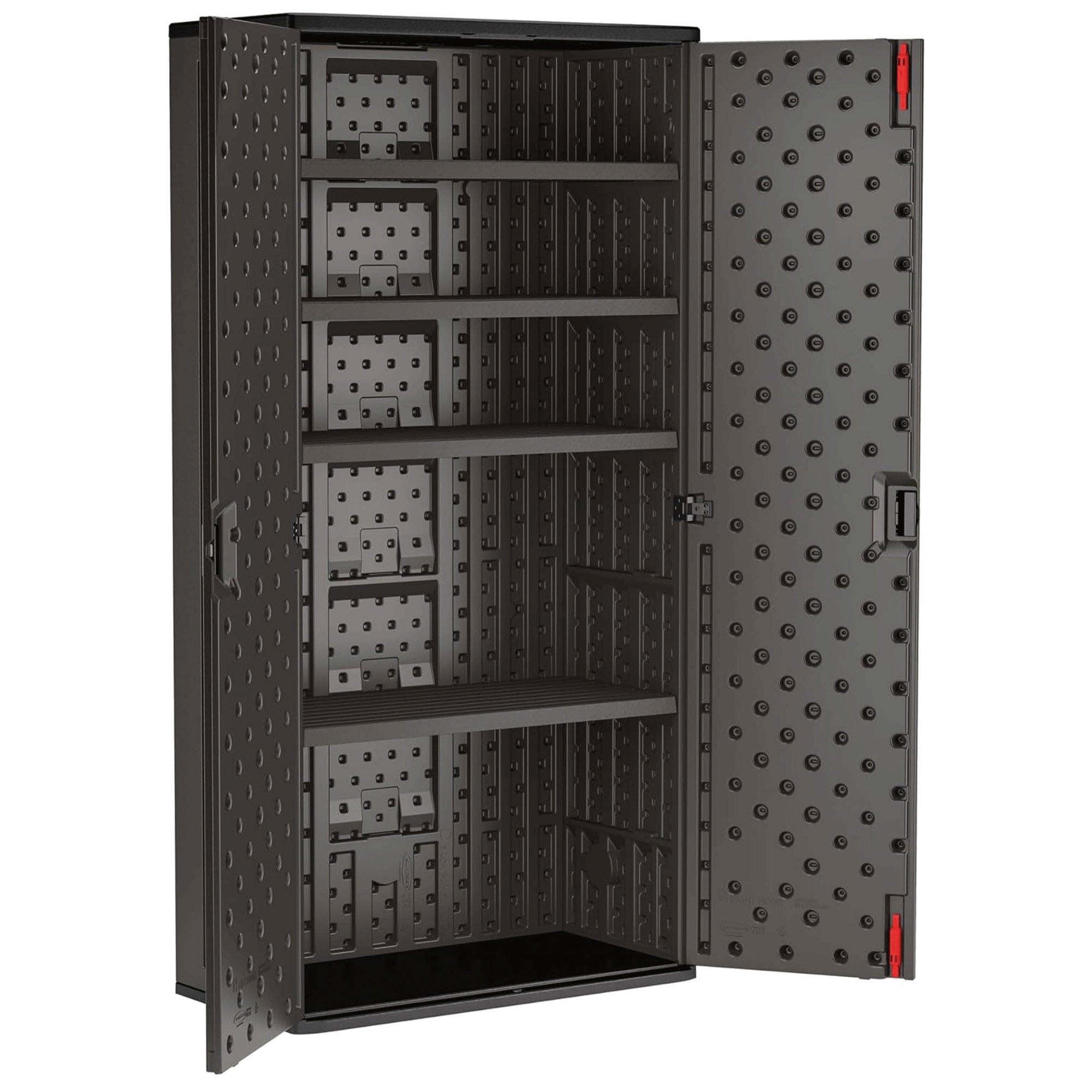Suncast Commercial 4 Shelf Mega Tall Lockable Utility Storage Cabinet, Gray