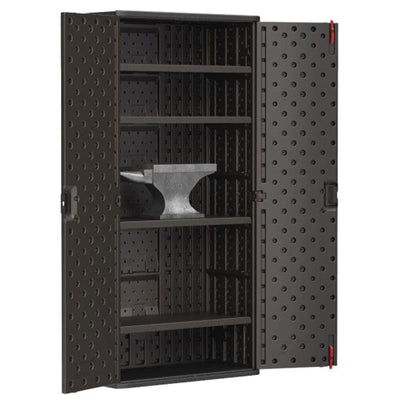 Suncast Commercial 4 Shelf Mega Tall Lockable Utility Storage Cabinet, Gray