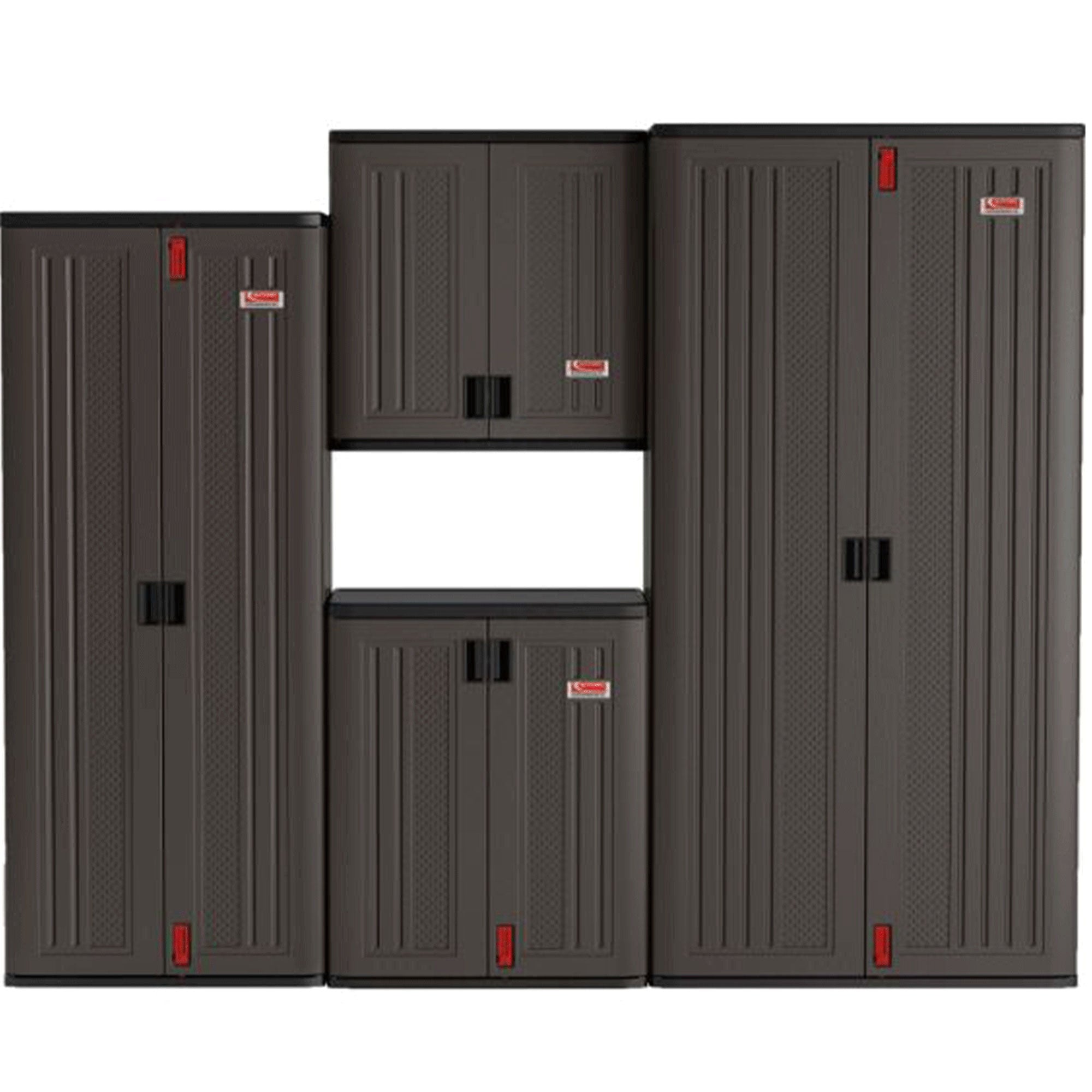 Suncast Commercial 4 Shelf Mega Tall Lockable Utility Storage Cabinet, Gray