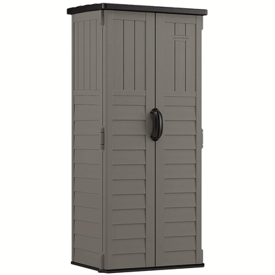 Suncast 22 Cubic Foot Vertical Shed Outdoor Storage for Patio and Garage, Stoney