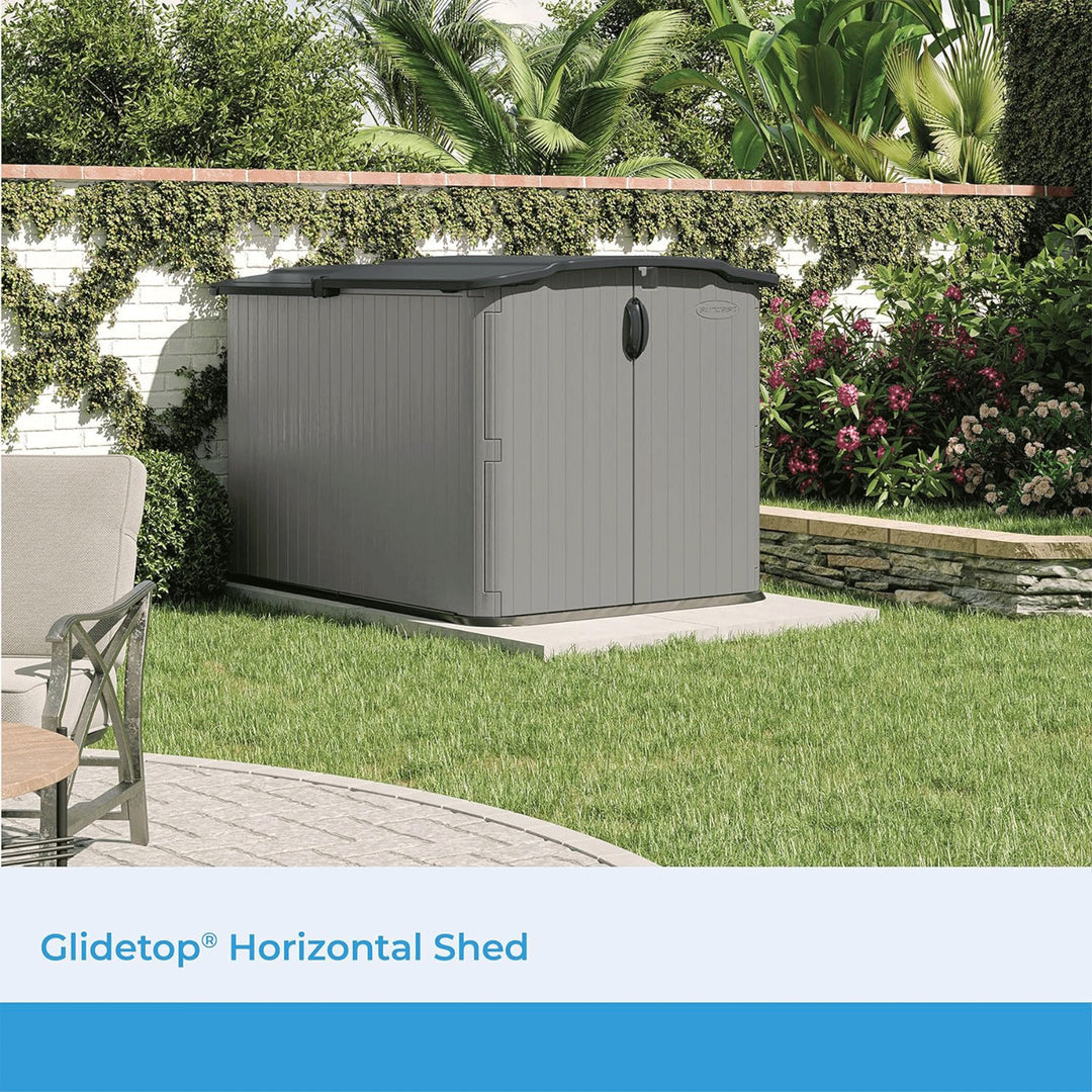 Suncast Glidetop 98 Cu Ft Outdoor Horizontal Shed Garden & Tool Storage, Gray - VMInnovations